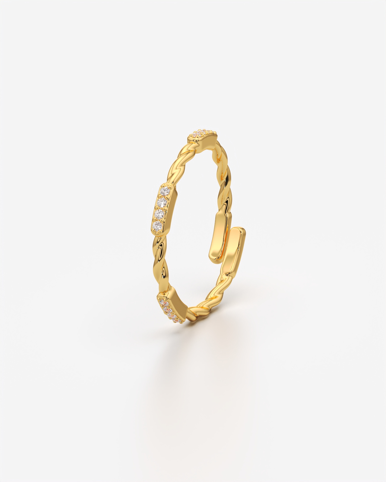 Twisted Pave Diamond Adjustable Open Ring