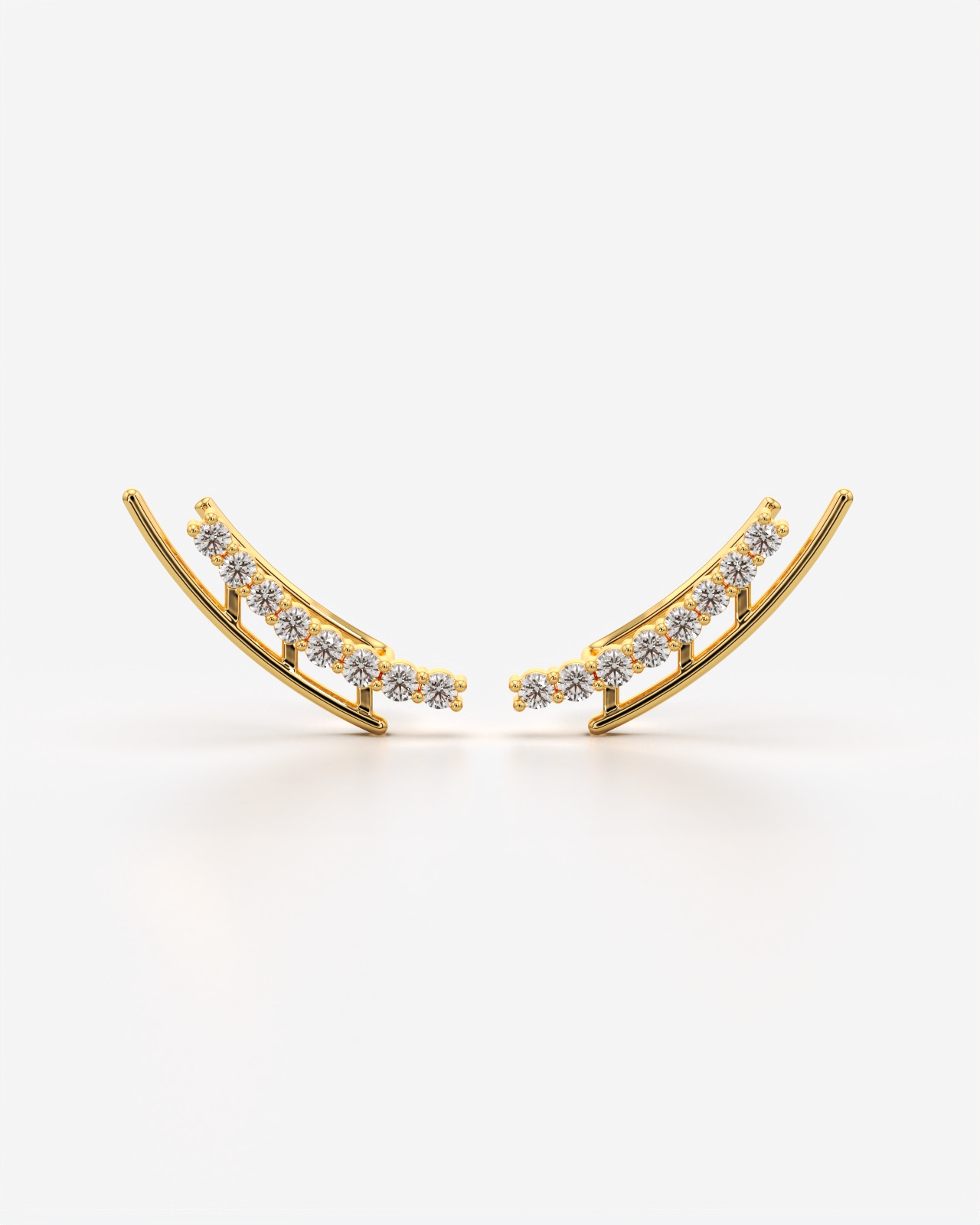 Curved Crystal Climber Earrings for Modern Style