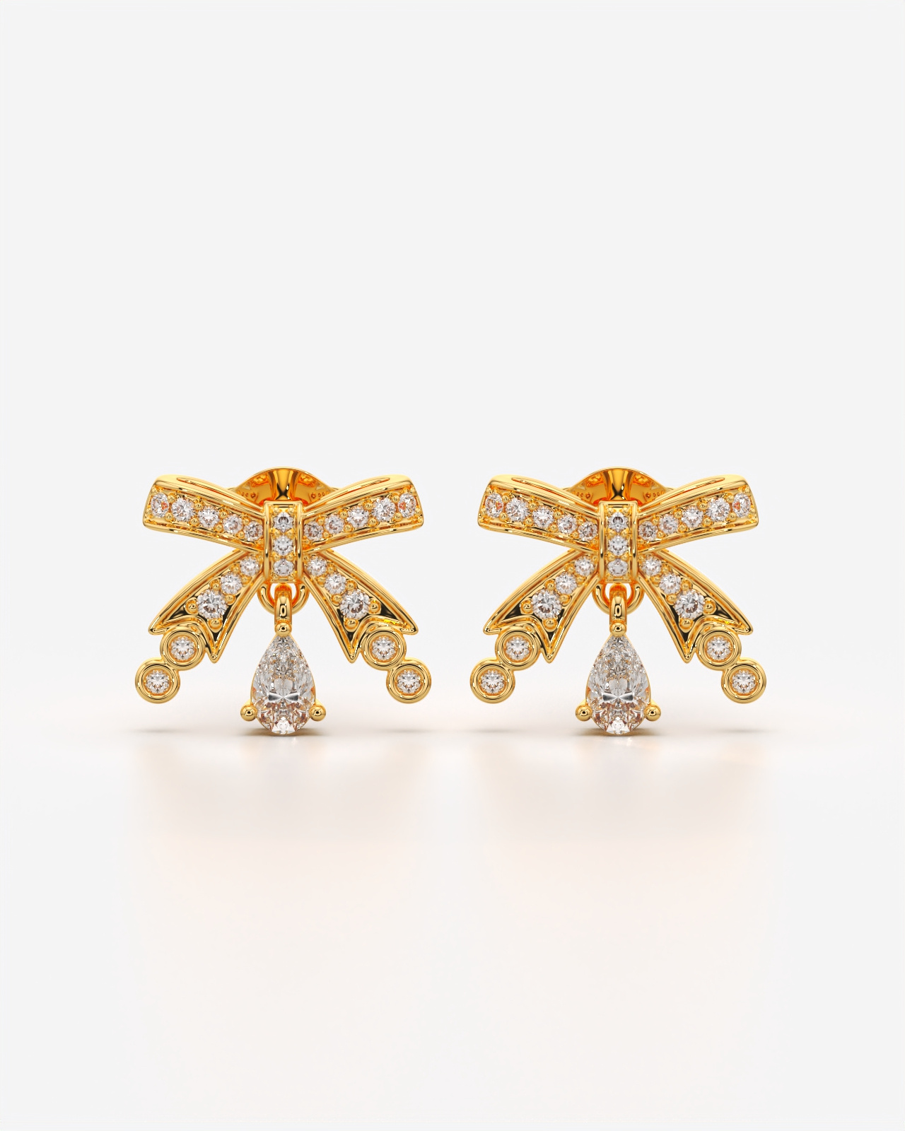 Crystal Bow Drop Earrings with Teardrop Accent