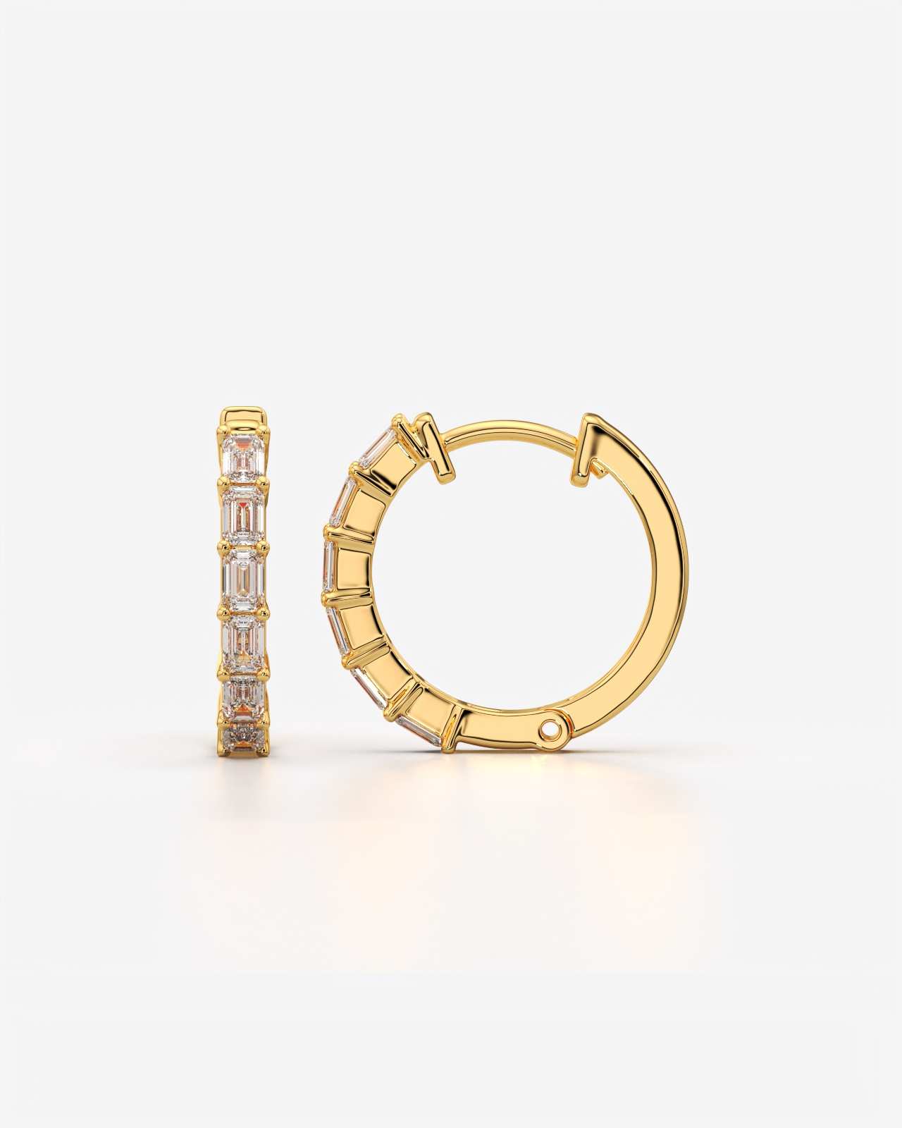 Baguette Crystal Huggie Hoop Earrings Set