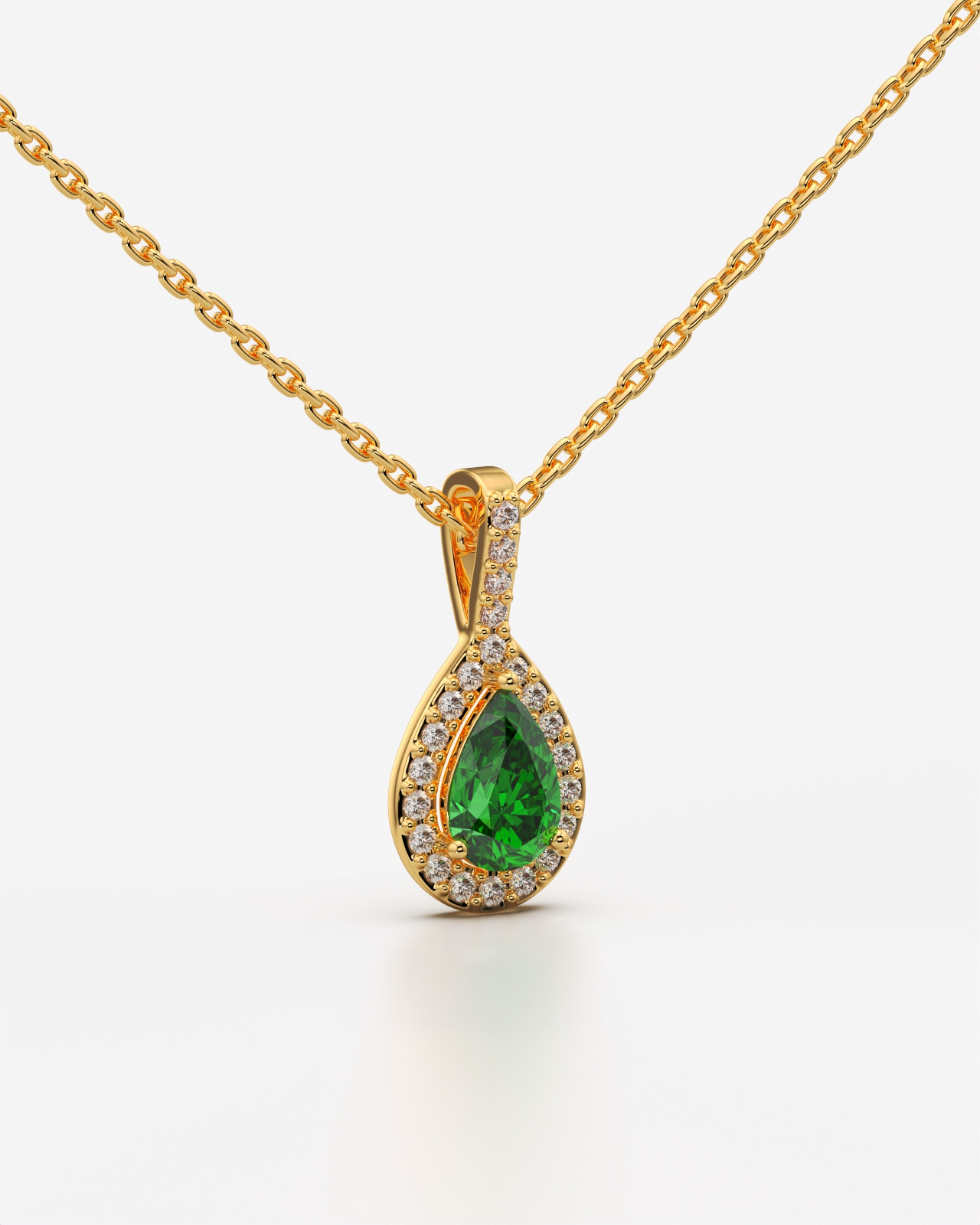 Green Pear Halo Drop Pendant